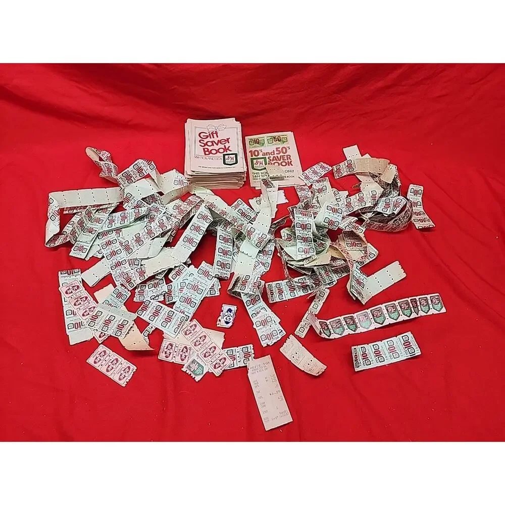 Vintage S & H Green Stamps Quick Saver Lot of Books 1970’s And Tons Loose Stamps